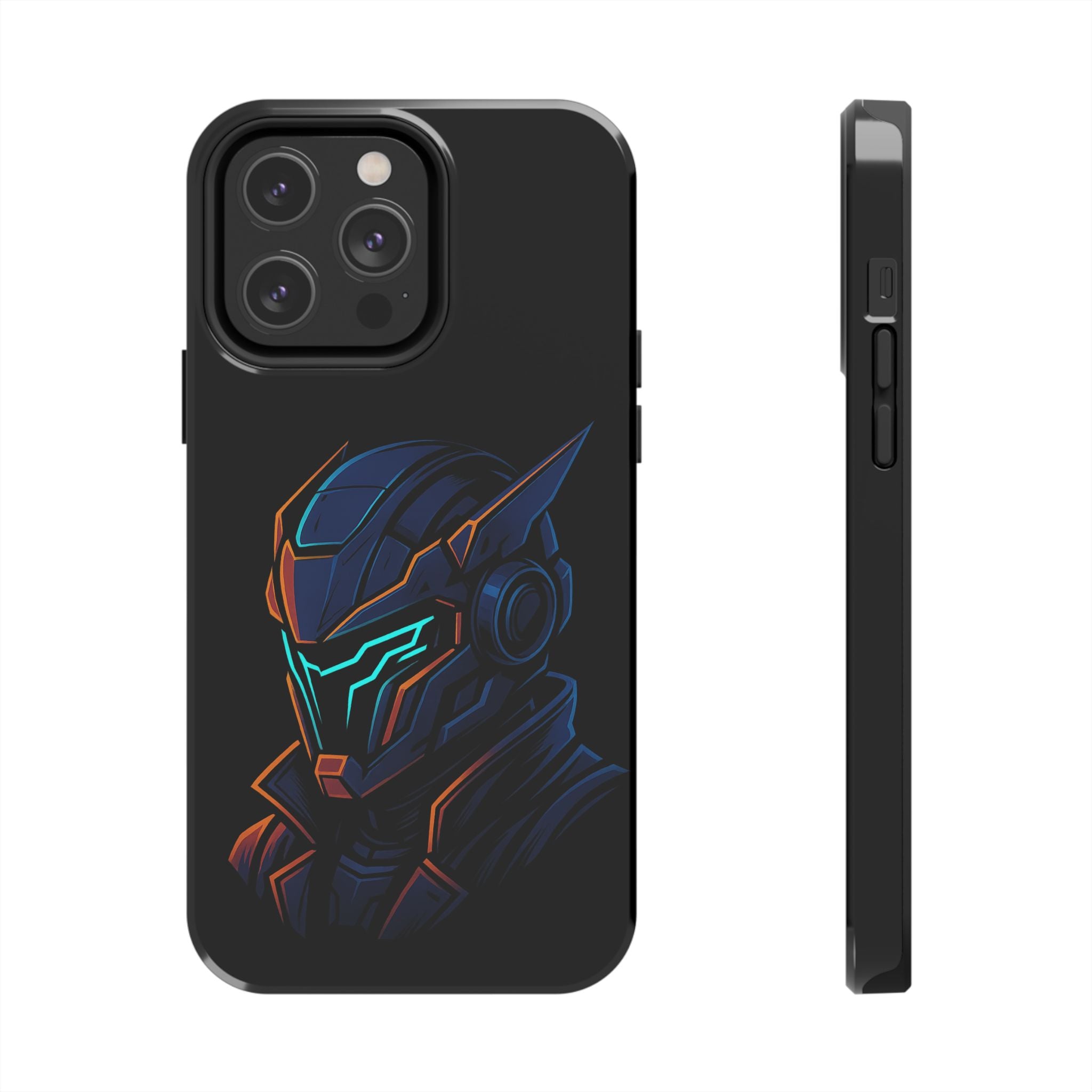 Cyberpunk Helmet iPhone Case – Futuristic Neon Tough Phone Cover