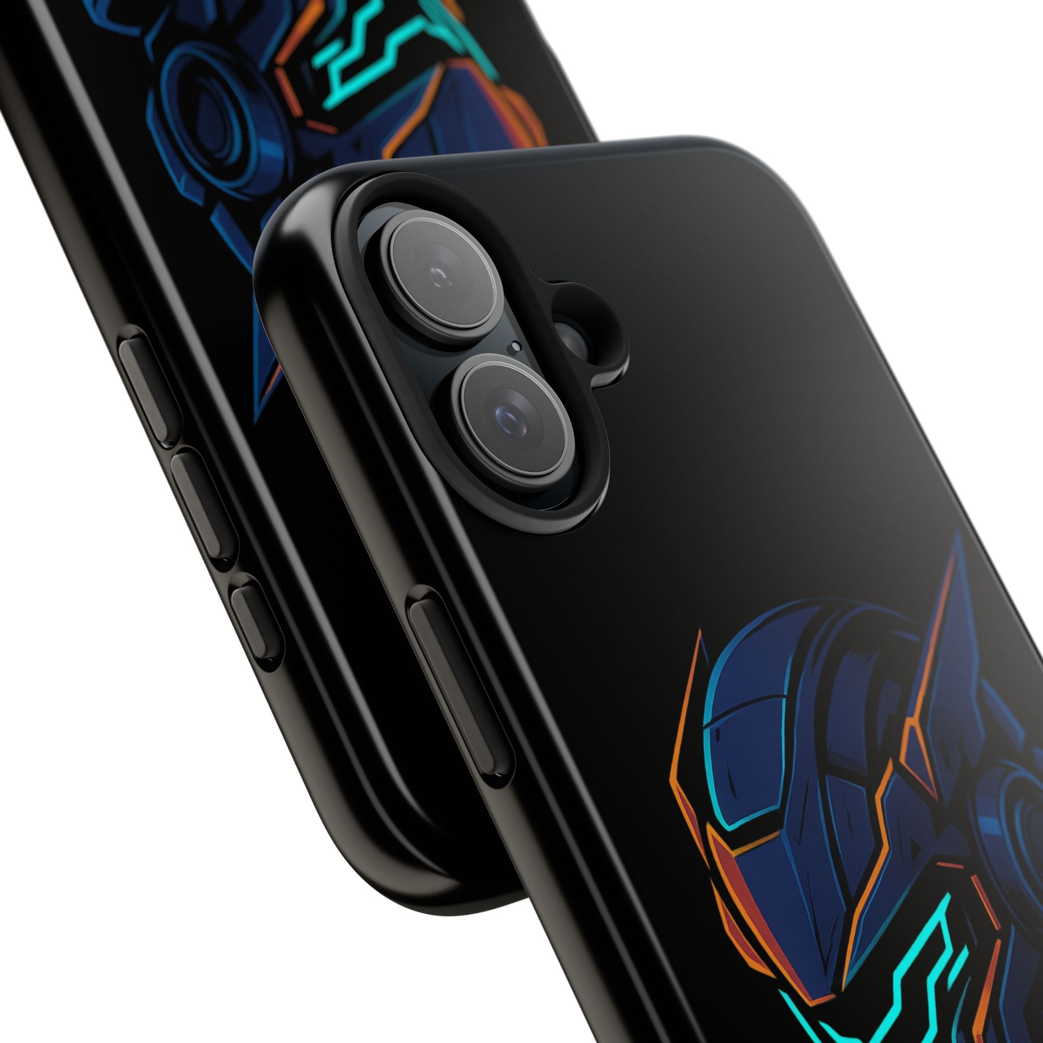 Cyberpunk Helmet iPhone Case – Futuristic Neon Tough Phone Cover
