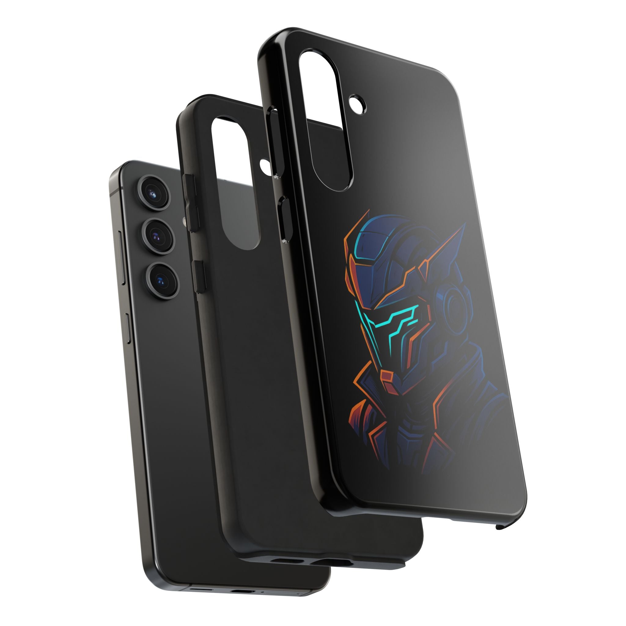 Cyberpunk Helmet iPhone Case – Futuristic Neon Tough Phone Cover