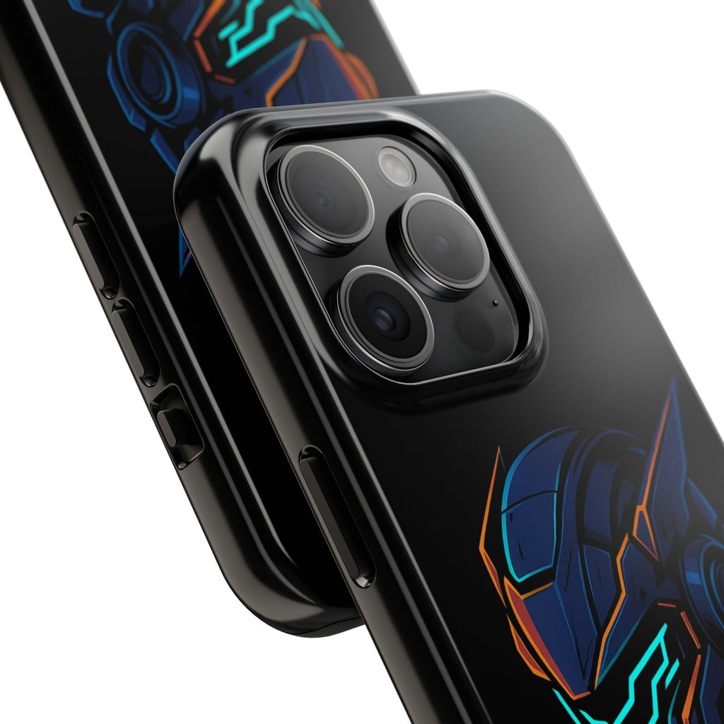 Cyberpunk Helmet iPhone Case – Futuristic Neon Tough Phone Cover