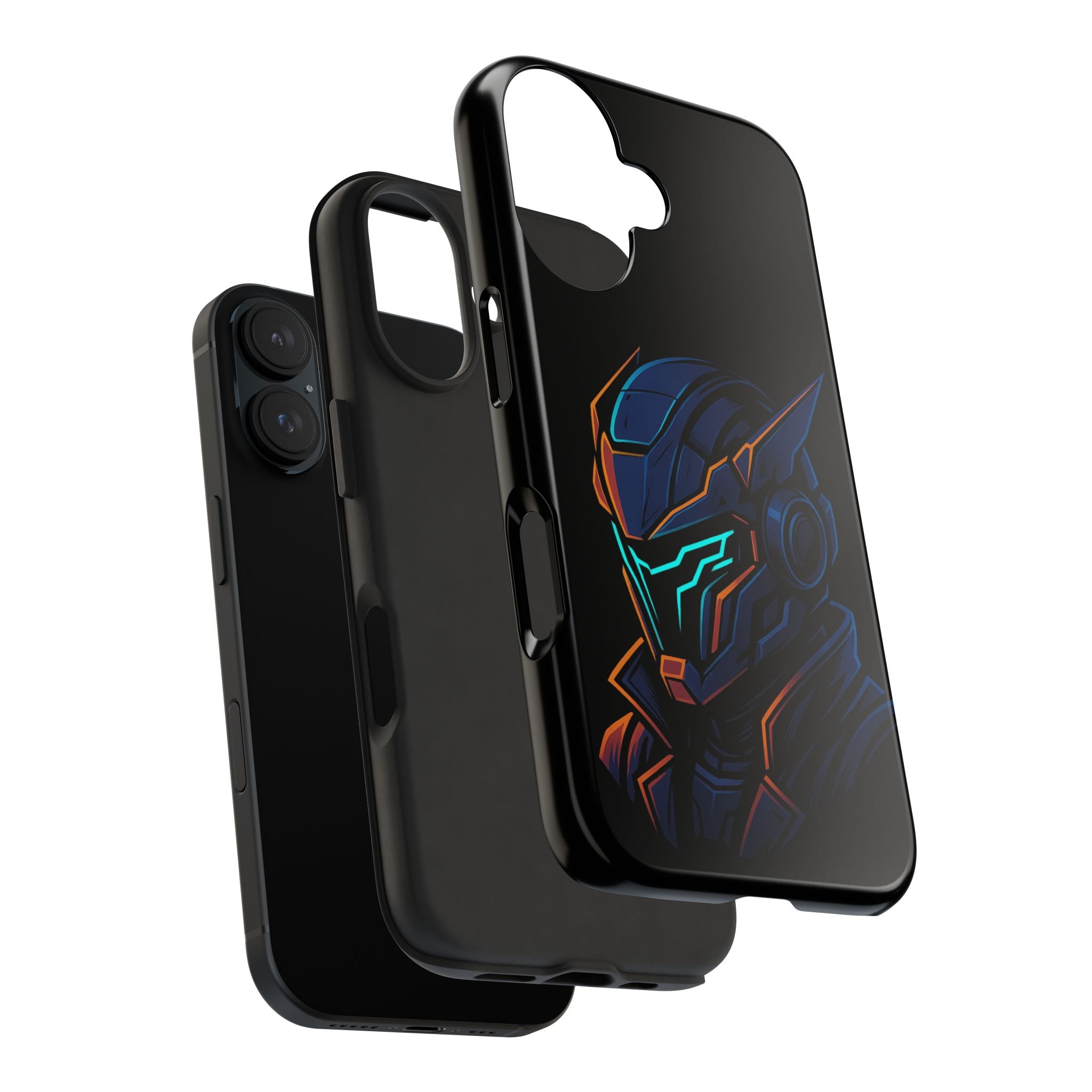 Cyberpunk Helmet iPhone Case – Futuristic Neon Tough Phone Cover