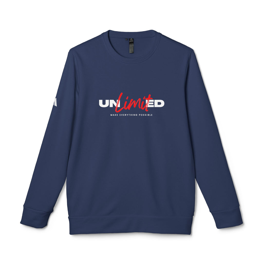 Unlimited Crewneck Sweatshirt — Bold Red Script Motivational Graphic Women's