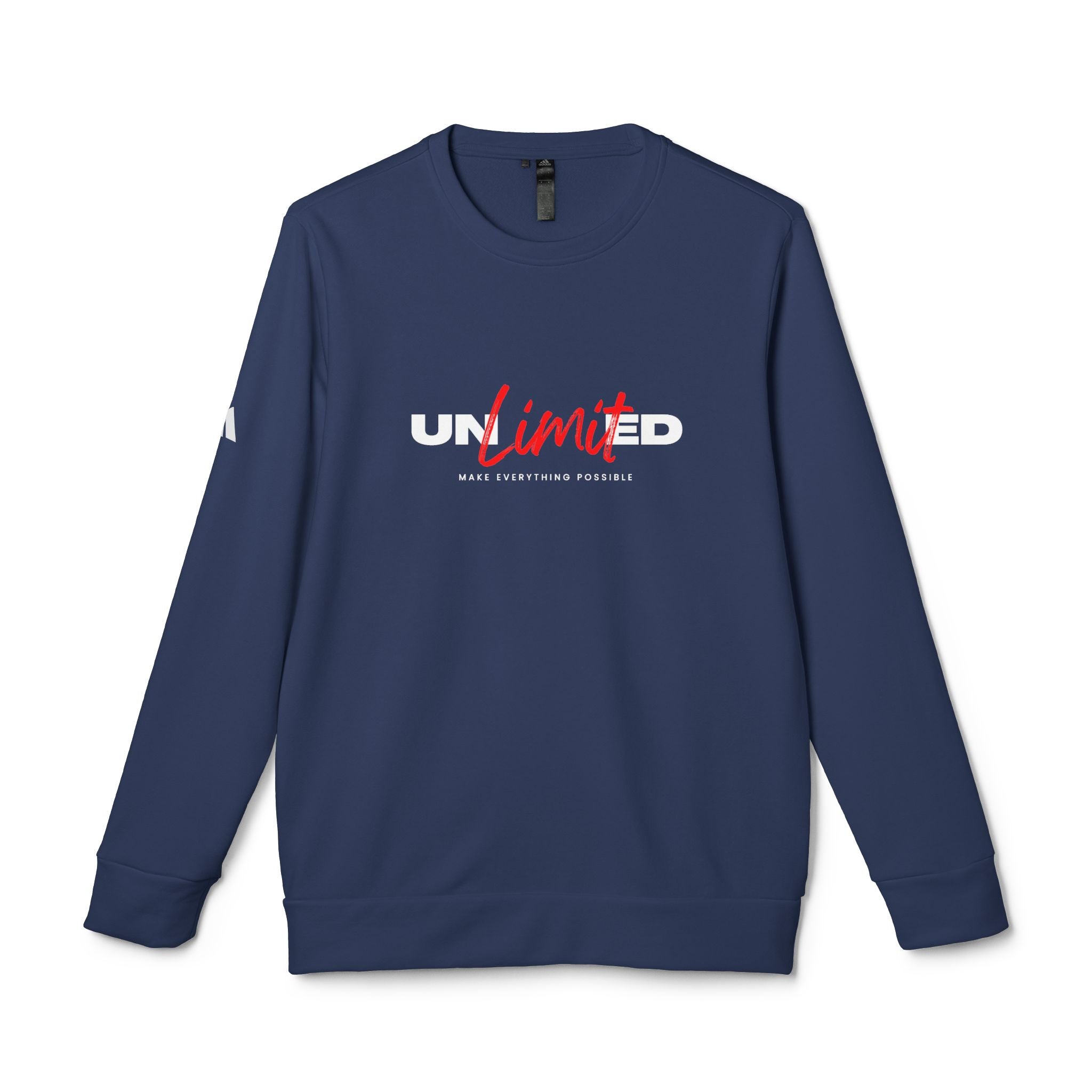 Unlimited Crewneck Sweatshirt — Bold Red Script Motivational Graphic Women's