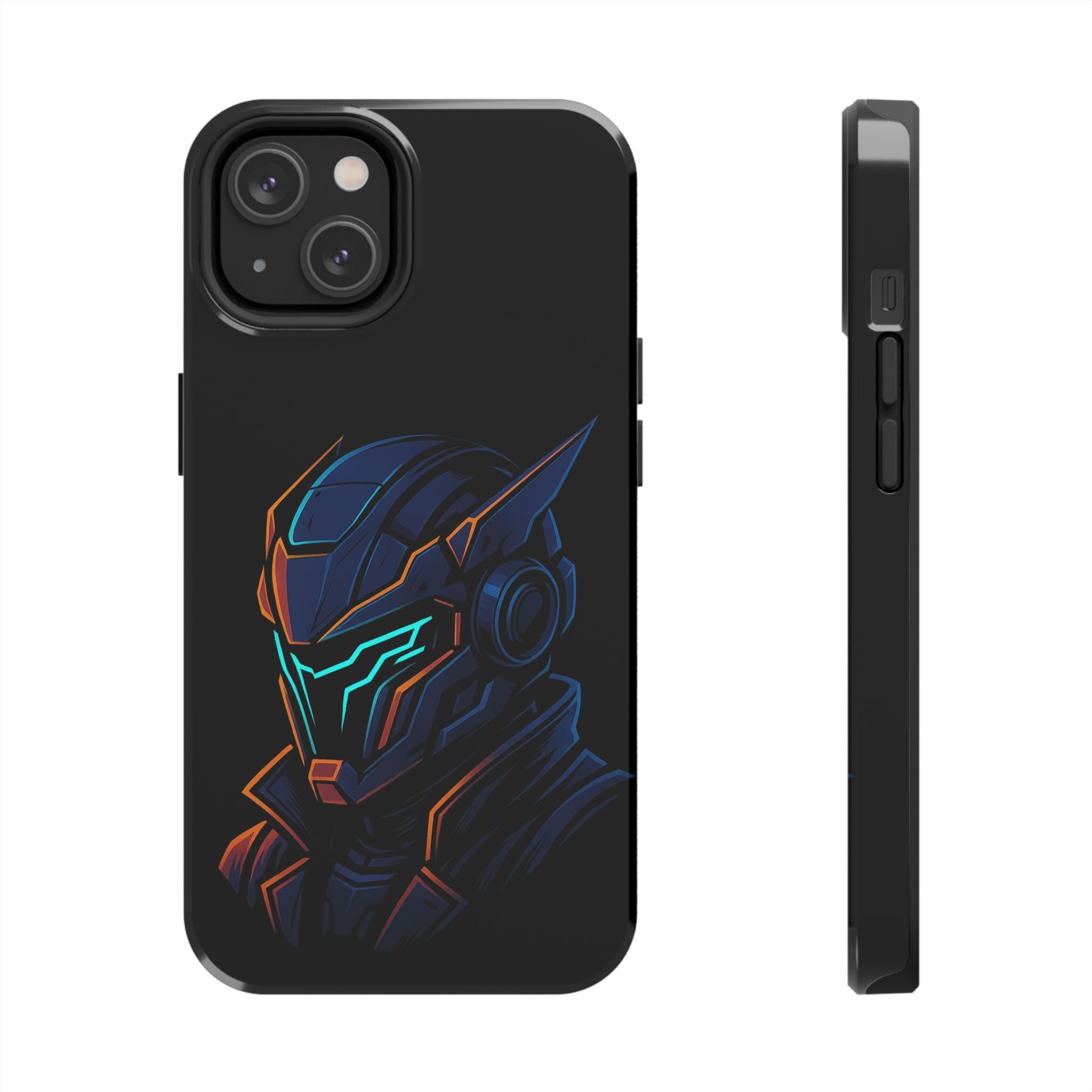 Cyberpunk Helmet iPhone Case – Futuristic Neon Tough Phone Cover