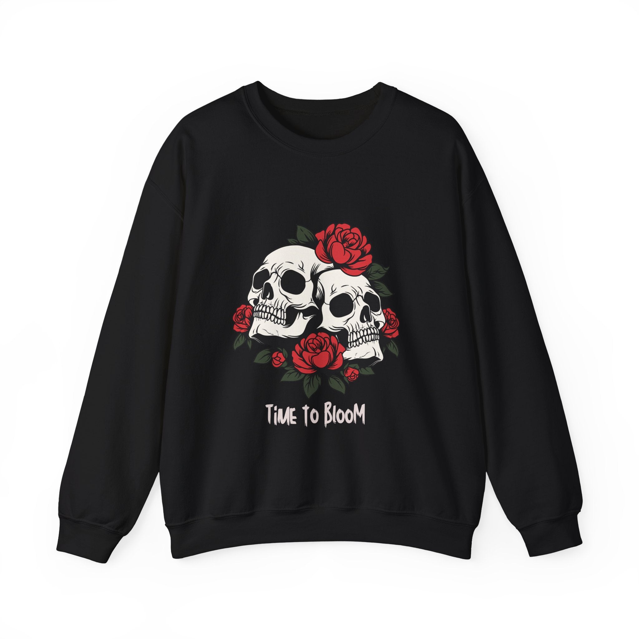 Time to Bloom Skull & Rose Sweatshirt – Gothic Floral T- Shirt
