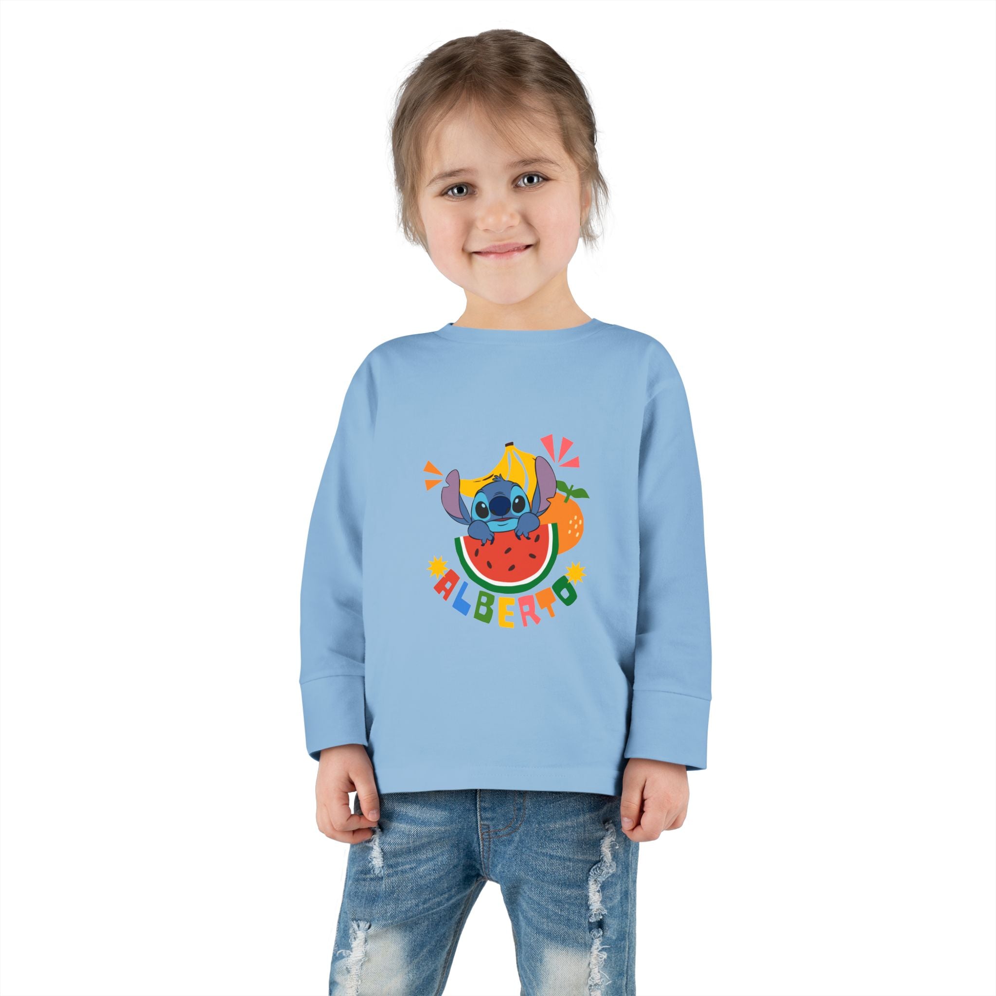 Stitch Fruit Splash Kids Tee – Personalized "ALBERTO" Shirt