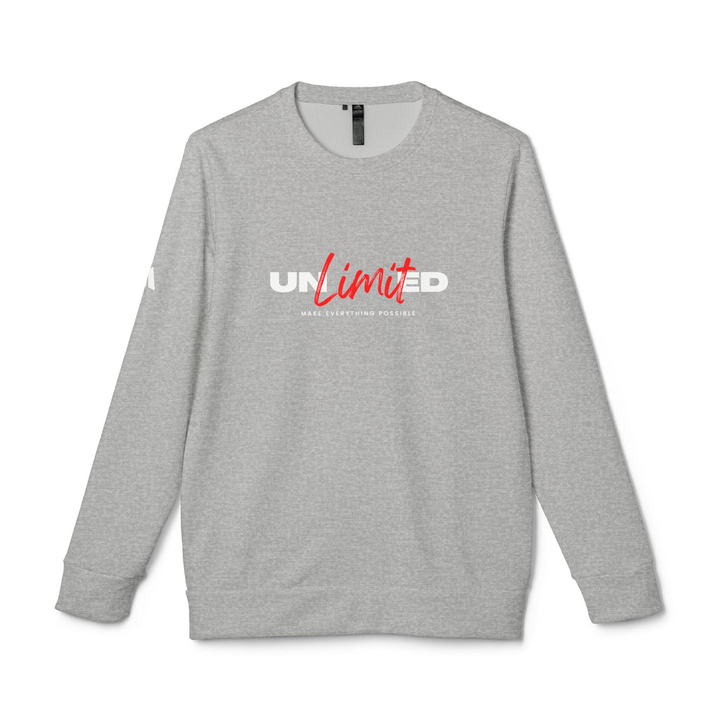 Unlimited Crewneck Sweatshirt — Bold Red Script Motivational Graphic Women's