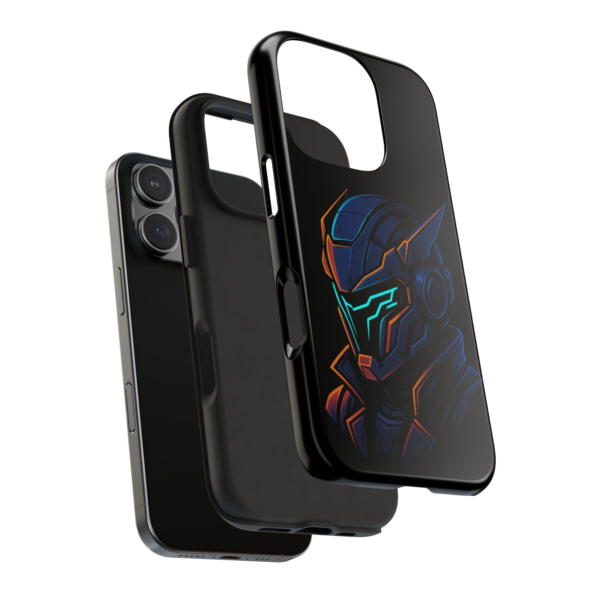 Cyberpunk Helmet iPhone Case – Futuristic Neon Tough Phone Cover