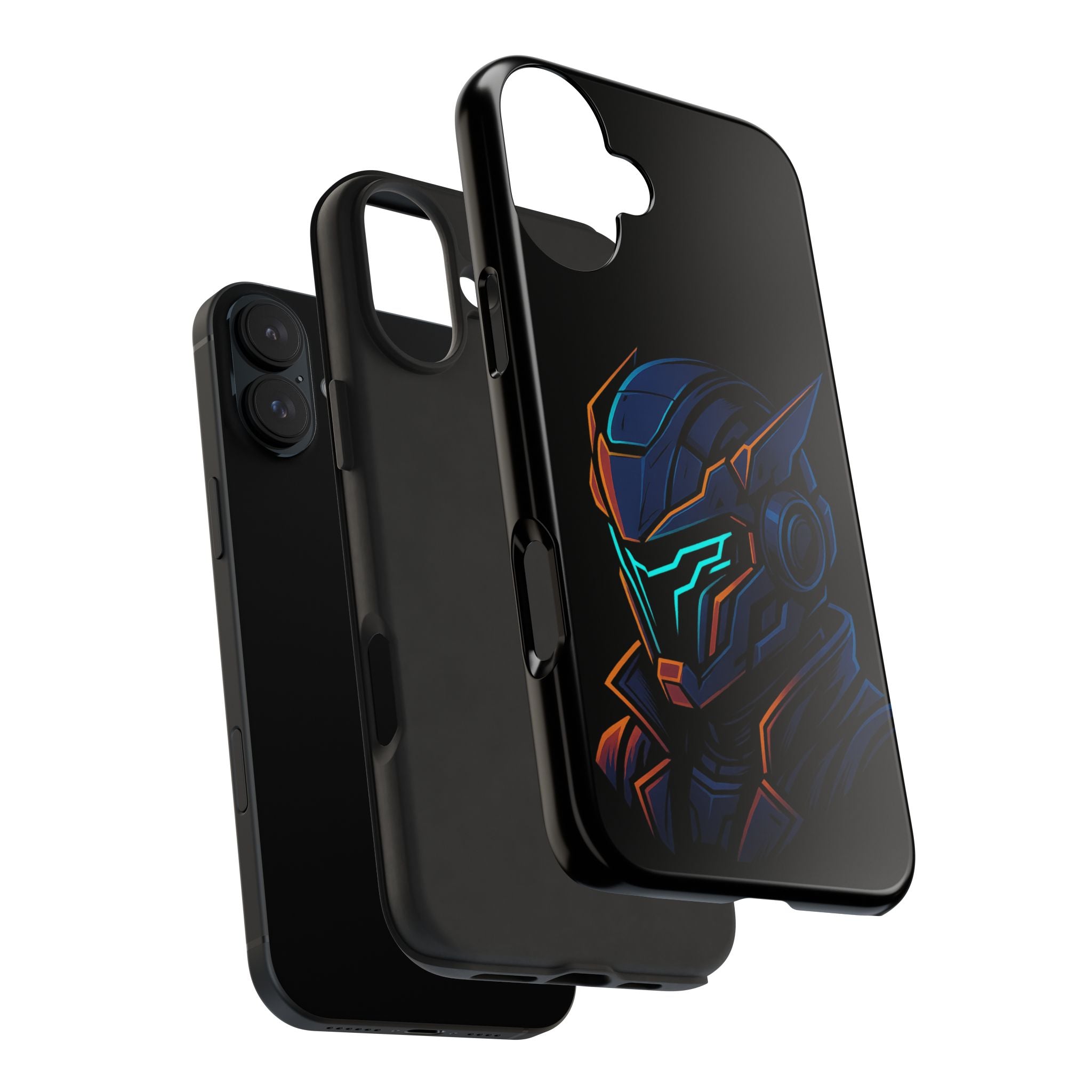 Cyberpunk Helmet iPhone Case – Futuristic Neon Tough Phone Cover
