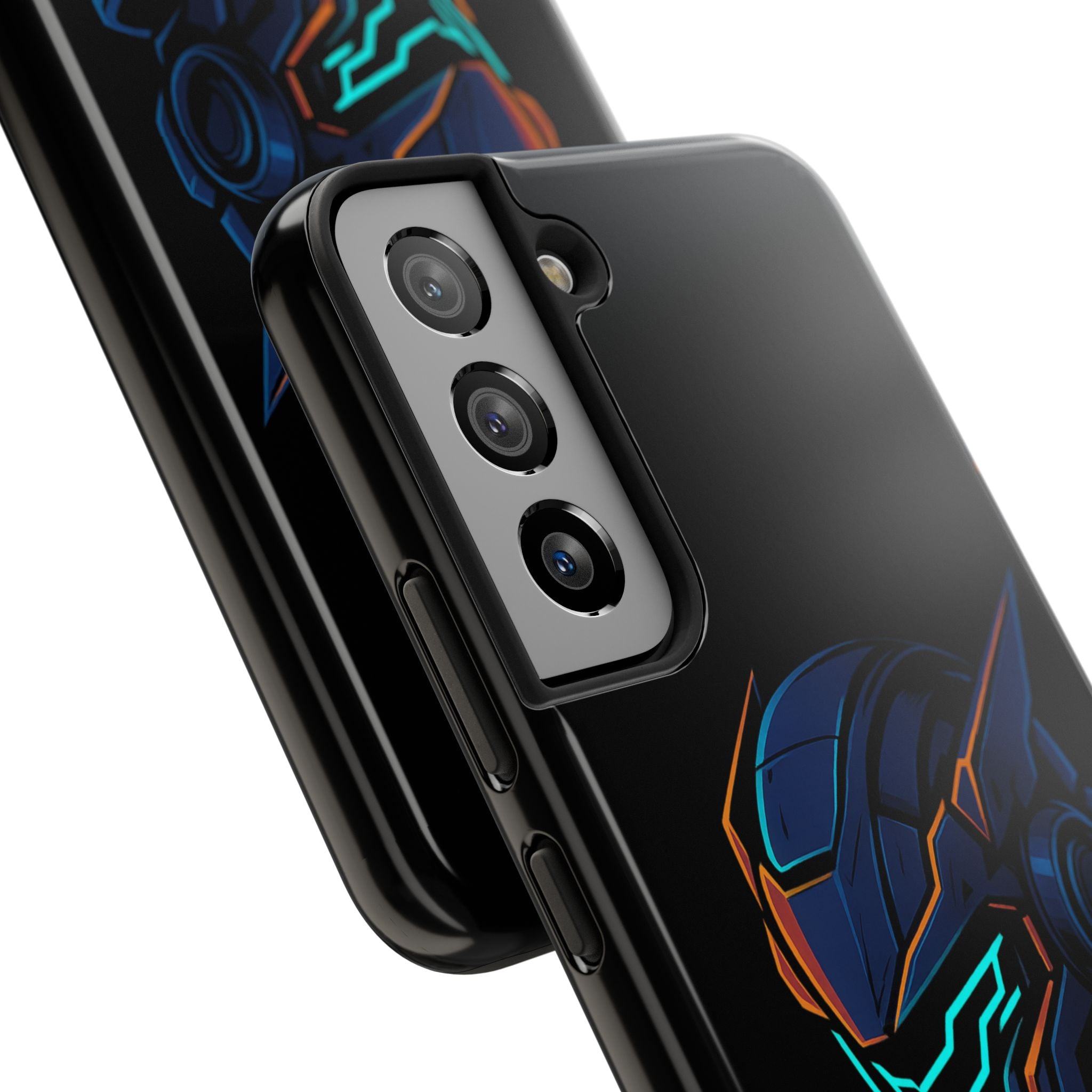 Cyberpunk Helmet iPhone Case – Futuristic Neon Tough Phone Cover