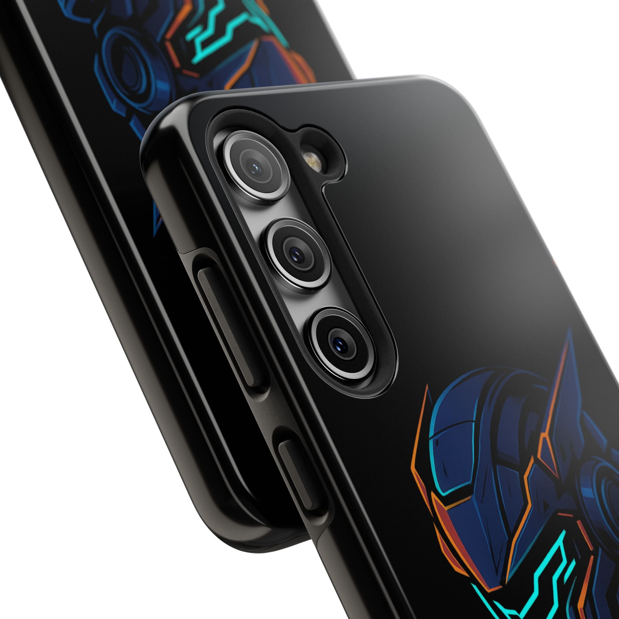 Cyberpunk Helmet iPhone Case – Futuristic Neon Tough Phone Cover