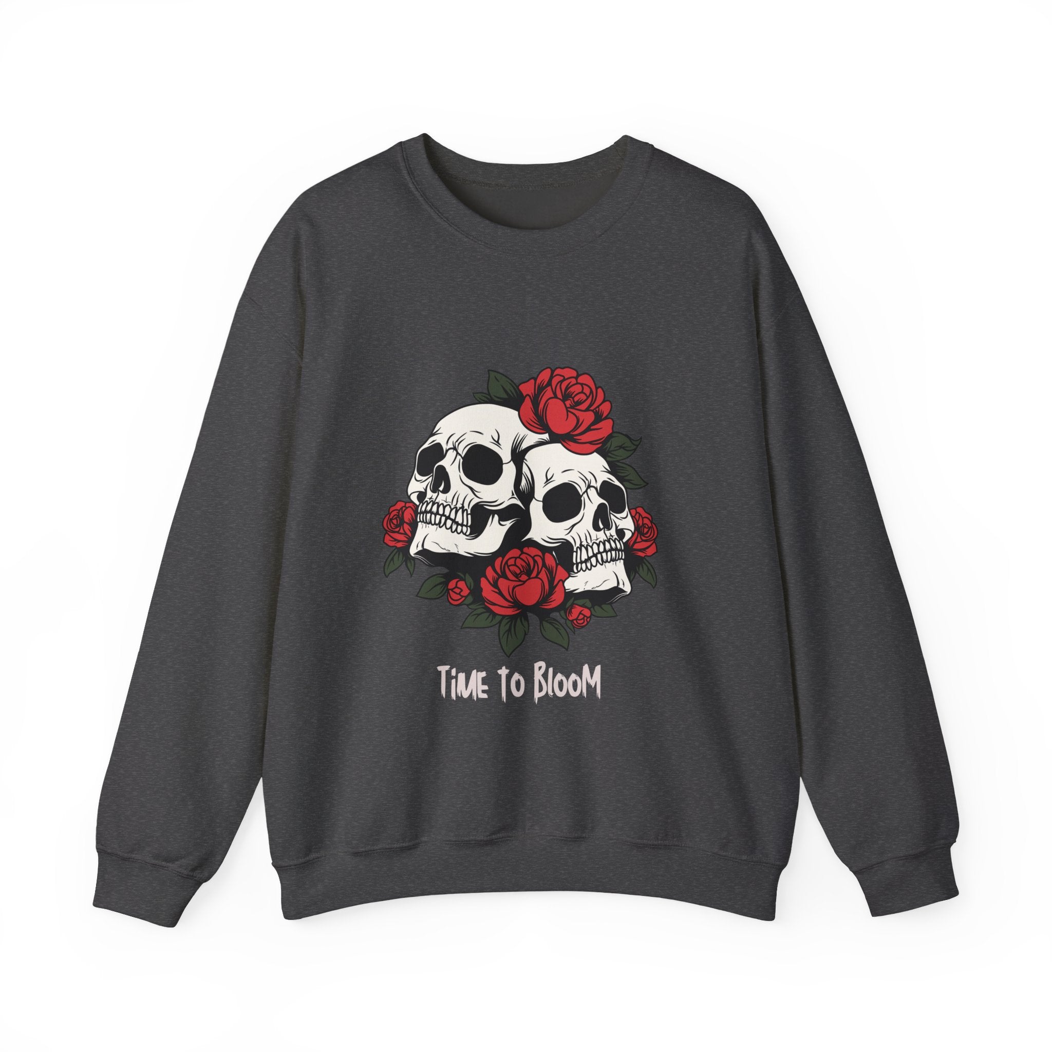 Time to Bloom Skull & Rose Sweatshirt – Gothic Floral T- Shirt